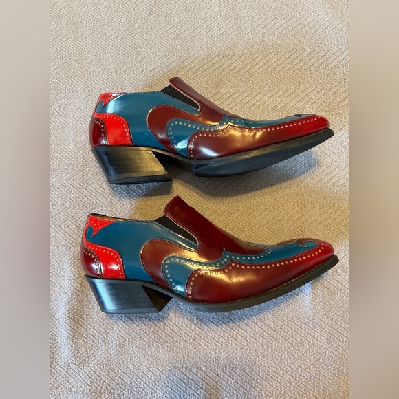 John Fluevog Women's Red and Blue Loafers - Picture 5 of 8